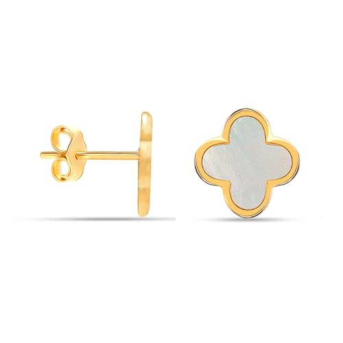 Image of LeCalla 925 Sterling Silver BIS Hallmarked 18K Gold Plated Mother of Pearl Drop Stud Earrings for Women and Girls
