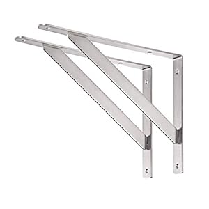 YUMORE Staffa per mensole, 35,6 cm, carico massimo: 249,5 kg, supporto per mensole in acciaio inox, resistente, ad angolo retto, confezione da 2