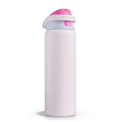 Image of ENCOOL Leakproof Insulated Water Bottle with Straw Dual-Sip Water Bottle Bag-Safe Design for Work, Commute & Gym - Keeps Drinks Cold All Day, 32 oz, Lilac Purple