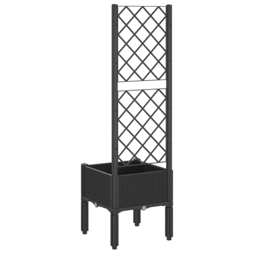 Pot de fleurs avec tuteur design surélevé aspect rotin chic