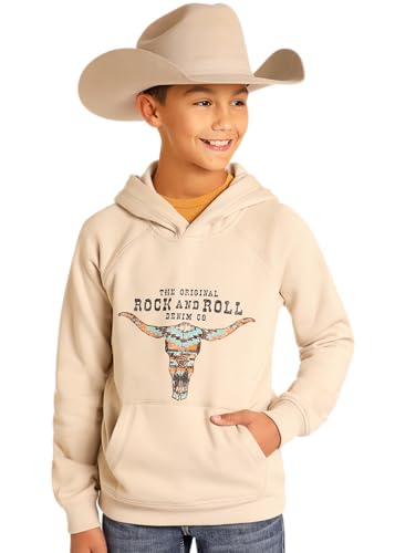 Rock & Roll Denim Boys' Aztec Skull Graphic Hoodie