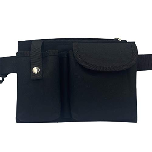 Black Restaurant Waiter Waist Money Pouch Apron Bag with Adjustable Waist Strap Belt for Bars Cafes, One Size (8.5x6 Inch)