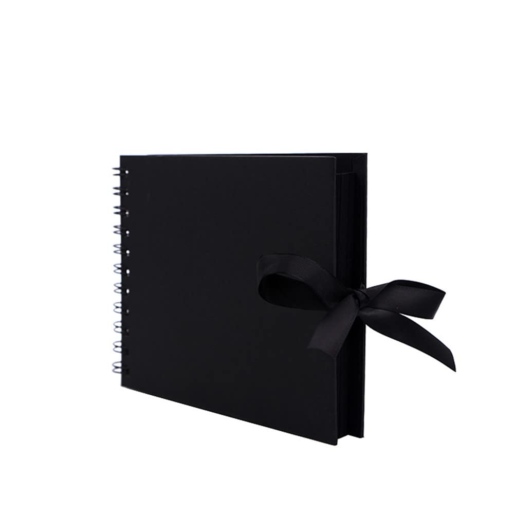 Gadenfer Black Scrapbook Photo Albums 30 Pages A5 Album Kraft Paper Scrap Book Diy Handmade Album Scrapbook (Black)