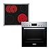 Bosch HND211RS63 Einbau-Herd-Set, Einbau-Herd 60 cm HEF113BS1 Serie 2 & Elektro-Kochfeld 60 cm NKN645GA2E Serie 4 & 2-fach Teleskopauszug, 3D Heißluft, Bedienfeld am Herd, Glaskeramik, Edelstahl