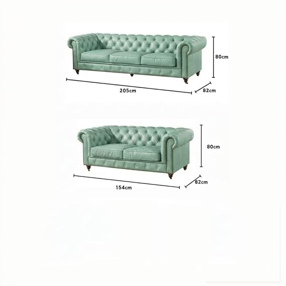 Image of A to Z Furniture Classic 3+2=5 Seater Sofa Set Luxury Chesterfield Leatherette Sofa in for Home Living Room & Office (3+2=5 Seater Sofa Mint Green)
