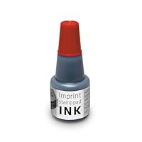 Imprint Nachfülltinte 7711 für Imprint Handstempelkissen 9071M, 9072M, 9073M – 1 Nachfüllfläschchen, Füllmenge 24ml, rot, wasserbasierte Stempelfarbe, sauberer Abdruck, Größe 7,5 x 3 cm