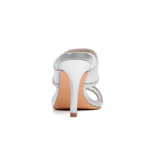 Image of vivianly Clear Pointed Toe Heels Sandals Transparent Strap Stiletto High Heels Slip on Mules for Women