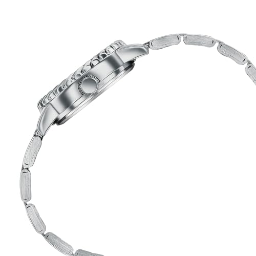 Image of Sonata Poze 8 Quartz Analog with MOP White Dial Silver Solid Link Strap Watch for Women - SP80177SM01W