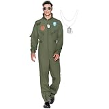 Spooktacular Creations Halloween Flight Suit Men, Fighter Pilot Costume Men for Adult Halloween Dress Up Party Cosplay, Role-Playing Cosplay Party (X-Large)