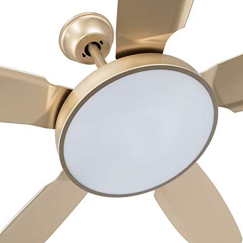 Morpholife 52" Gold Ceiling Fan With Lights Remote Control, Modern Champagne Led Chandelier Ceiling Fan Light Kit, Indoor Farmhouse Rustic Ceiling Fan With 5 Abs Blades For Living Room, Bedroom #TOP5