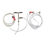 Práctico dispositivo para el llenado de cerveza bajo contrapresión con CO2. Muy bajo contacto con oxígeno al rellenar cerveza. Fácil control de alimentación y drenaje, así como de velocidad de llenado mediante válvulas de cierre. Con juego de manguera listo para conexión para CC-Keg para botellas de 0,5 l y 1 l y otros tamaños (por ejemplo, botella euro/NRW/planchar) con boca perforada de 17 mm. Desarrollo y producción, fabricado en Alemania. Instrucciones de instrucciones (idioma español no garantizado). Incluido