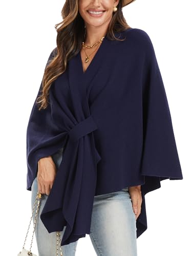 Moss Rose Womens Elegant Shawl Wraps Soft Open Front Poncho Sweater for Spring Fall Winter