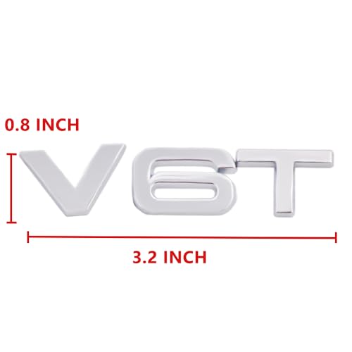 Image of V6T Emblem 3D Metal Badge Car Hood Truck Door Side Fender Rear Trunk Emblem Sticker Decals for RS Sline V6T S3 S4 S5 S6 S7 S8 A4L A5 A6L A3 A4 A7 Q3 Q5 Q7 (Silver)