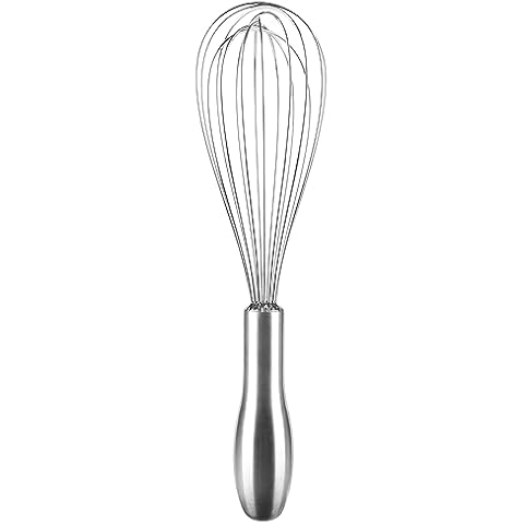 OYV 18/10 Stainless Steel Whisk, Ergonomic Handle, Dishwasher Safe Metal Whisk, Professional Whisk for Kitchen Cooking, Perfect for Blending, Whisking, Baking, and Beating, 10-Inch Wire Whisk Cover