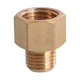 BIANMTSW M8 M10 M12 Metric 1/8" 1/4" 3/8" Female to Male Thread Brass Pipe Fitting Reducing Connector for Pressure Gauge(M10x1 F-1l4 BSP M)