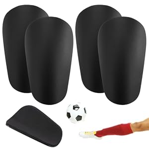 4 Stück Mini Schienbeinschoner Superleicht, 10x6cm Klein Shin Pads, Football Shin Pads, Stoßfest Schienbeinschoner für Fußball, Schutzausrüstung für Männer, Frauen, Kinder & Mädchen (Schwarz)