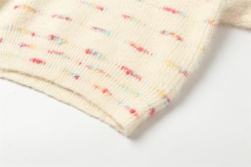 Image of Mud Kingdom Girls Fuzzy Sweater Pullover Colorful Stripes Fashion Knitwear for Toddler Casual