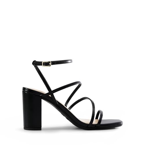 DREAM PAIRS Chunky Block Heels Square Toe Ankle Buckle Wedding Party Sandals