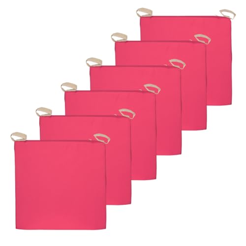 Atout Ciel – Juego de 6 Almohadillas de Silla Bicolor con rasguño de Tela Impermeable, 40 x 40 x 4 cm, Frambuesa y Beige