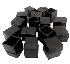 FLORAGREEN Floor Protector Square Rubber Cap Feet Bush End Tip Cup for Table Chair Furniture 19 mm x 19 mm Metal or Steel Furniture Leg Size (16 PC)