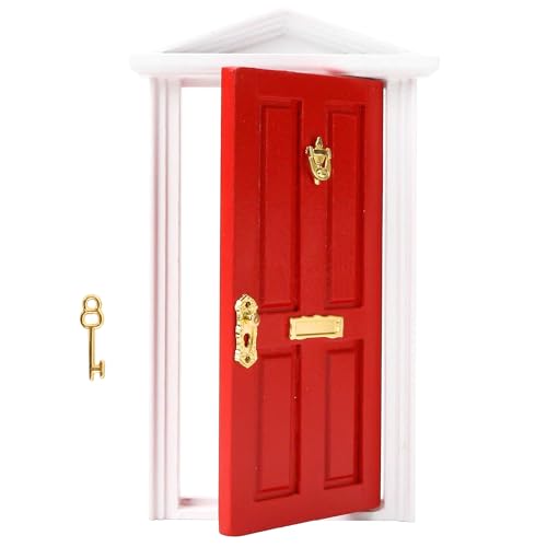 Mini maison de fée en bois 1/12 rouge pour décorer vos fêtes et anniversaires