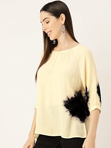 Image of Maaesa Rayon Top (X-Large, Beige Black)