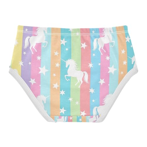 Unicorn White Stars Pastel Stripes Toddler Underwear Girls, Girls Panties, 2T–8 Years2