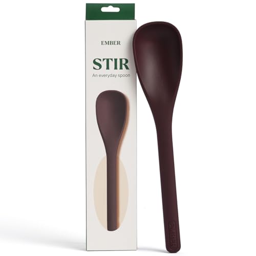 Image of Ember Cookware Silicone Stir Spatula 27 cm | 230C Heat Resistant | Platinum Grade Silicone Stirring Spoon | Heat Resistant Spatula for Cooking & Serving | Non Scratch Seamless Unibody Design | Wine