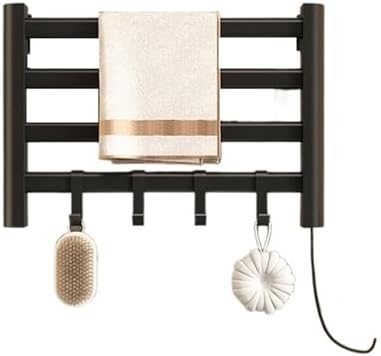 Towel Warmers Punch-Free Aluminum Heated Towel Rack Hotel Intelligent Electric Towel Rack with Hook Bathroom Accessories (White R160 Left)