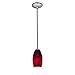 Merlot - Integrated (SSL) LED Rod Pendant - Brushed Steel Finish - Red Sky Glass Shade