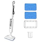 Elektrischer Dampfbesen Reiniger Dampf mit 2 Wischtuch, 2-Drehzahl, 1500W Dampfreiniger Handgerät Handdampfgerät, Einfache Bedienbarkei, Einsatzbereit in 20 Sek, 400ml Wassertank, 4,8m Kabel