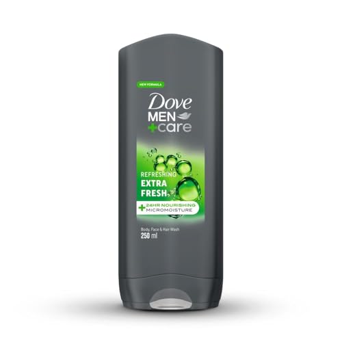 Dove Men+Care Refreshing Cleanser Extra Fresh 3in1 for Clean Face Body and Hair with 24H Nourishing Micromoisture Technology 250ml