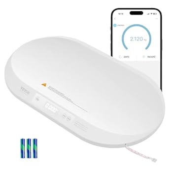Foto di VEVOR Bilancia Intelligente Bluetooth per Neonati con Metro a Nastro, Bilancia Multifunzione, Monitorare Peso Altezza con Funzione Hold e Tare Bambini Piccoli, Animali Domestici, Capacità 40 kg