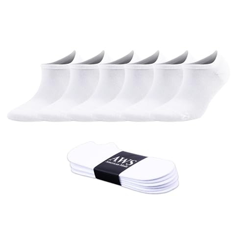 AWS/American Made Bamboo Sneaker Socks for Men Socks 6 Pairs No Show Socks Shoe Size 8 to 11.5