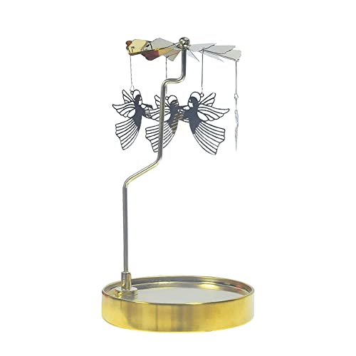 Oautosjy Rotary Candle Holder Rotating Angels Tea Light Candle Holder Spinning Candle Holder Tray Stainless Steel Round Tray Magnetic Candlestick Stand Desktop Ornament Home Decor Gift For Women Girls #TOP28