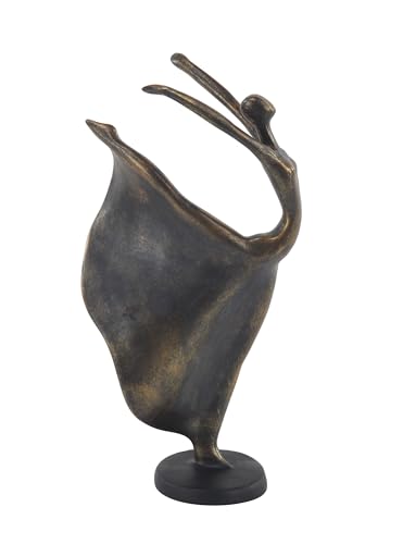 Deco 79 58356 Polystone Dancer Decorative Sculpture Home Decor Statue, Accent Figurine 7 Inch X 5 Inch X 13", Brass cover