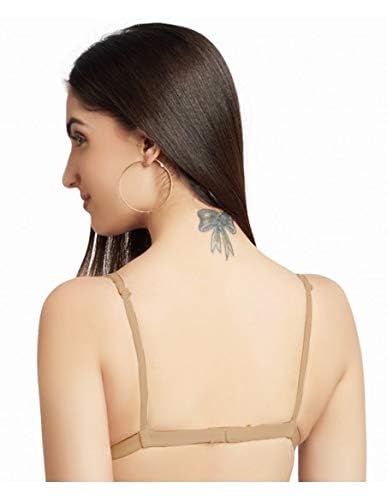 Image of DAISY DEE Women Girls Cotton Seamless Non Padded with Detachable Transparent Straps Bra in White Color - Saree Bra (in, Cup Band, B, 30, Regular, Beige)