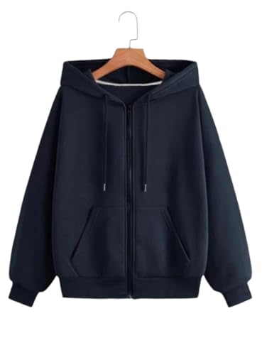 Image of Rabboni Women's Solid Zip-Up Hoodie Jacket | Full Sleeve Hooded Sweatshirt with Kangaroo Pockets | Casual Winter Wear Hoodie for Women