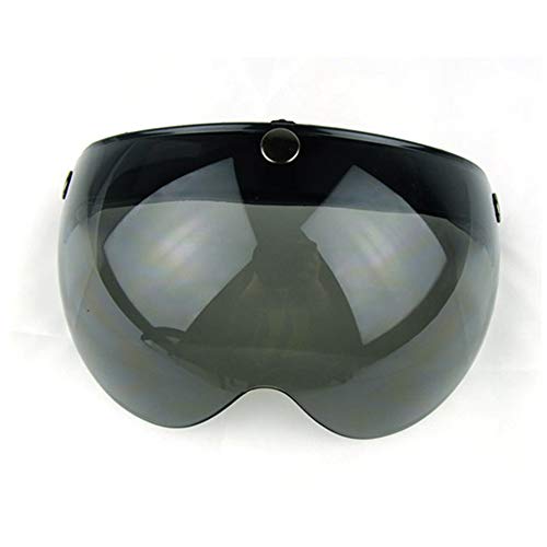 Wancar Universal Motorcycle Retro Pilot-Style Standard 3 Snap-Button Visor Flip Up Down Open Face Helmet Wind Shield(Dark Smoke)