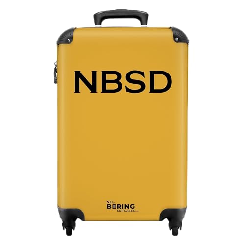 NoBoringSuitcases.com Maleta de Viaje Cabina Personalizada, Trolley Con Ruedas, Carry On Luggage, Equipaje de Mano (Liso - Dorado, 55x40x20 cm)