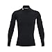 Under Armour Men's HeatGear Armour Mock Long Sleeve T-Shirt, Black (001)/White, Medium