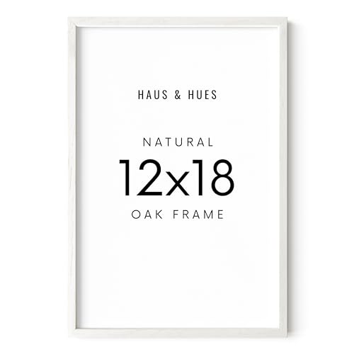 HAUS AND HUES White Oak Picture Frame 12x18 - Standalone Natural Frame for Posters (Set of 1)