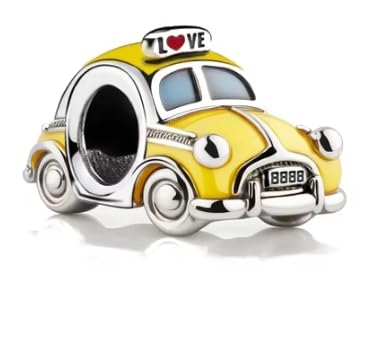 Yellow New York Taxi Charm 925 Sterling Silver Pendant Charm