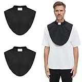2pcs in Pack Unisex Clergy Black Tab Collar Clerical Bib Collar with Insert White Tab