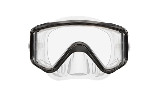 SCUBAPRO Crystal Vu Plus Scuba Mask Without Purge Valve, with Ultra Clear Tri Lens for Diving, Black/Gray