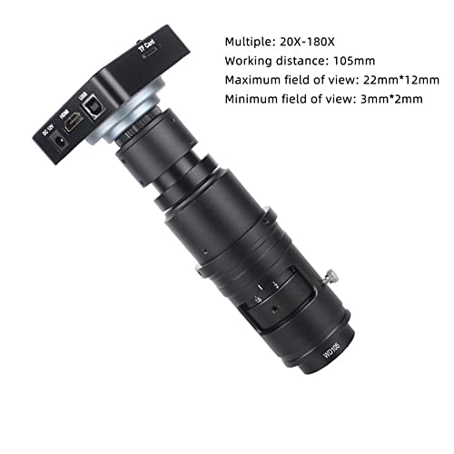 Microscope Monocular Video Microscope Zoom C-Mount Lens Continuous Zoom(180X Lens 38MP)
