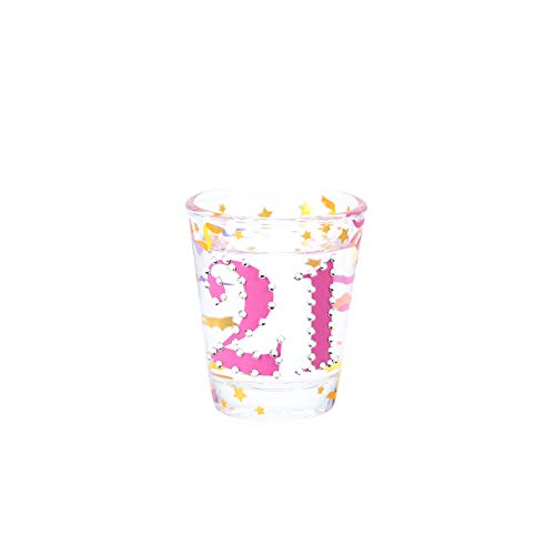 Pavilion Gift Company 24437 21st 2 oz Birthday Shot Glass, Pink