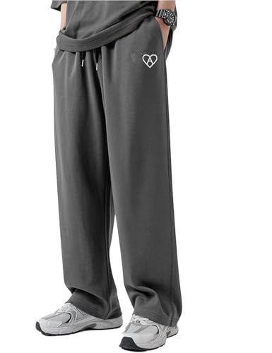 Men's Cotton Sweatpants Baggy Fleece Workout Sweatpants with Pockets Drawstring Lounge Athletic Running Pants
