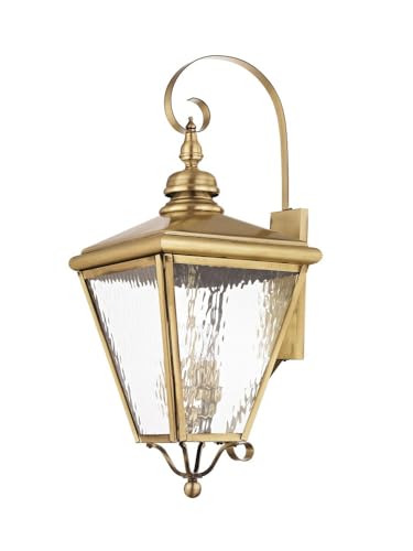 Image of Livex Lighting 2036-01 4-Light Outdoor Wall Lantern, Antique Brass | Transitional design
