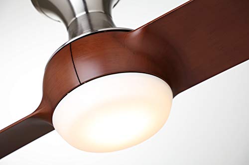 Kathy Ireland Home Duo Flush Mount Ceiling Fan With Light | 54 Inch Led Lighting Fixture With Hugger Design, 2 Blades, And Wall Control, Brushed Steel #TOP6